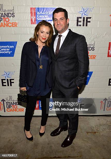 Actress Alyssa Milano and David Bugliari attend Hollywood Stands Up To Cancer Event with contributors American Cancer Society and Bristol Myers...