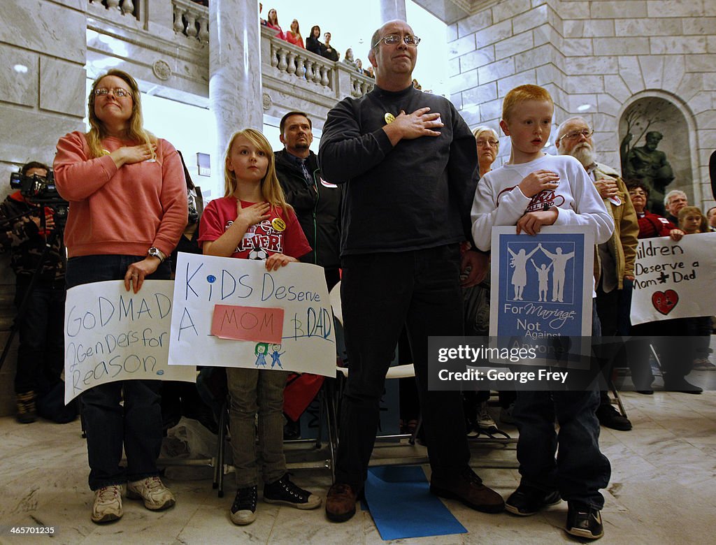 Pro and Anti-Gay Marriage Activists Rally At Utah's Capitol