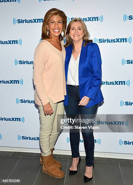 Personality/radio host Hoda Kotb and journalist/TV personality Meredith Vieira visit SiriusXM Studios on March 9, 2015 in New York City.