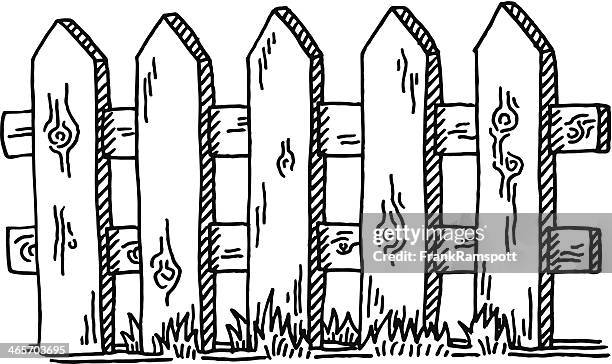 holz zaun zeichnung - barrikade stock-grafiken, -clipart, -cartoons und -symbole