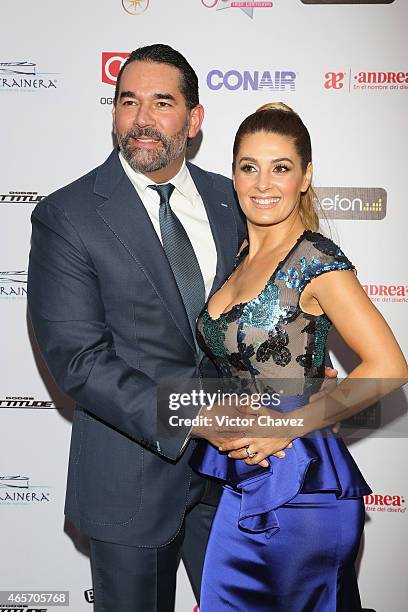 Eduardo Santamarina and Mayrin Villanueva arrive at Premios TV y Novelas 2015 at Televisa San Angel on March 9, 2015 in Mexico City, Mexico.