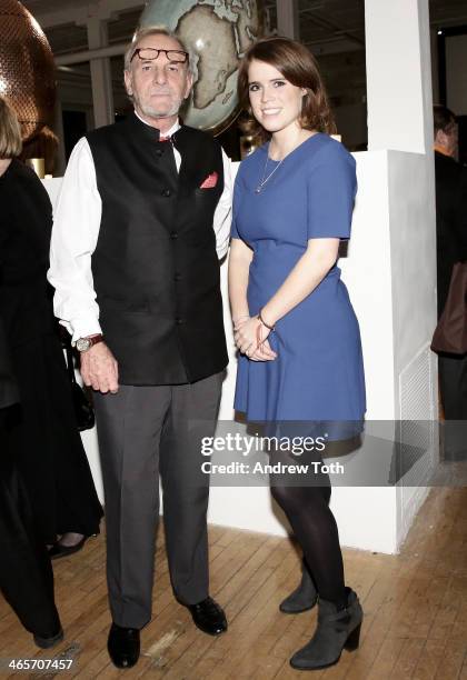 Writer Mark Shand and Princess Eugenie of York attend Faberge Big Egg Hunt Cocktail Countdown event on January 28, 2014 in New York City, New York.