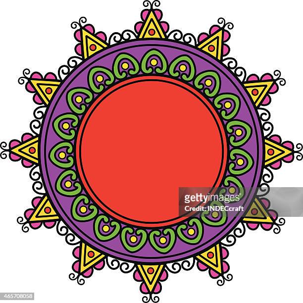 colorful circle frame - rangoli stock illustrations
