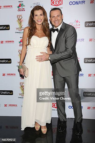 Cristina Bernal and Alan Tacher arrive at Premios TV y Novelas 2015 at Televisa San Angel on March 9, 2015 in Mexico City, Mexico.