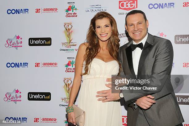 Cristina Bernal and Alan Tacher arrive at Premios TV y Novelas 2015 at Televisa San Angel on March 9, 2015 in Mexico City, Mexico.