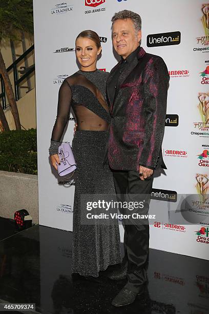 Fernanda Lopez and Alexis Ayala arrive at Premios TV y Novelas 2015 at Televisa San Angel on March 9, 2015 in Mexico City, Mexico.