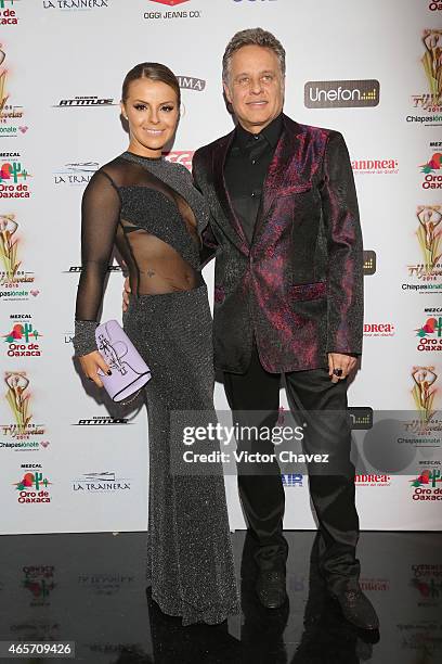 Fernanda Lopez and Alexis Ayala arrive at Premios TV y Novelas 2015 at Televisa San Angel on March 9, 2015 in Mexico City, Mexico.