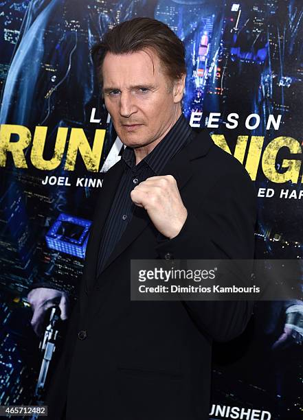 Actor Liam Neeson attends the "Run All Night" New York Premiere at AMC Lincoln Square Theater on March 9, 2015 in New York City.