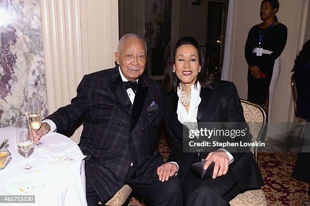 Former Mayor of New York City, David Dinkins and President CEO Della Britton Baeza attend the Jackie Robinson Foundation Awards Dinner at Waldorf...