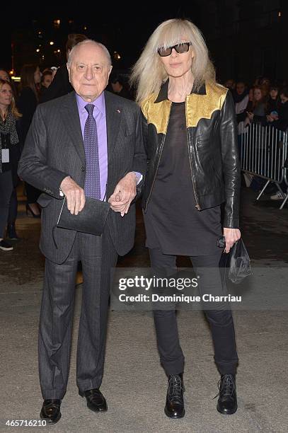 Pierre Berge and Betty Catroux attend the Saint Laurent show as part of the Paris Fashion Week Womenswear Fall/Winter 2015/2016 on March 9, 2015 in...