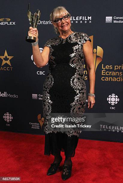 Wendy Partridge poses in the press room at the 2015 Canadian Screen Awards at the Four Seasons Centre for the Performing Arts on March 1, 2015 in...