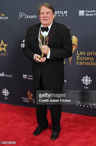 Don Carmody poses in the press room at the 2015 Canadian Screen Awards at the Four Seasons Centre for the Performing Arts on March 1, 2015 in...