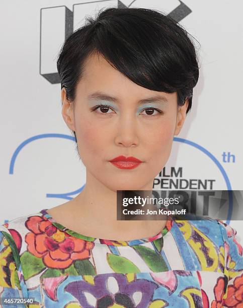 Actress Rinko Kikuchi arrives at the 2015 Film Independent Spirit Awards on February 21, 2015 in Santa Monica, California.