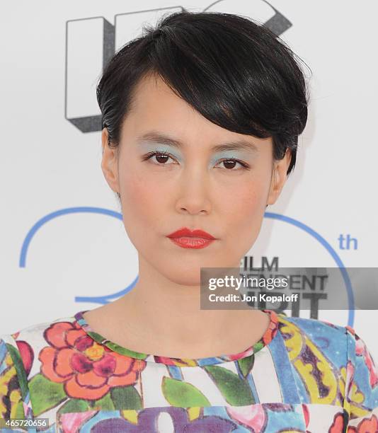 Actress Rinko Kikuchi arrives at the 2015 Film Independent Spirit Awards on February 21, 2015 in Santa Monica, California.