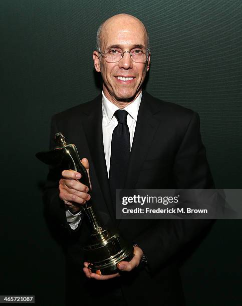 Jeffrey Katzenberg, CEO of DreamWorks Animation, is honored with the Harold Lloyd Award during the 2014 International 3D and Advanced Imaging...