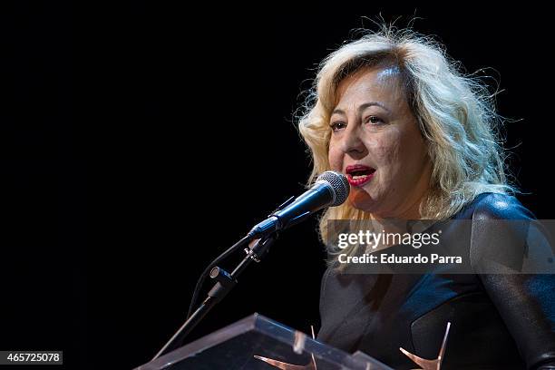 Actress Carmen Machi holds the award for Best supporting actress Award in the film 'Ocho apellidos vascos' during the 24th Union de actores Awards...