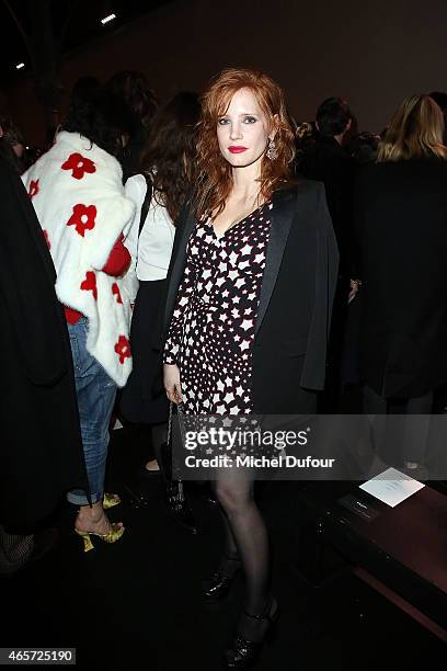 Jessica Chastain attends the Saint Laurent show as part of the Paris Fashion Week Womenswear Fall/Winter 2015/2016 on March 9, 2015 in Paris, France.