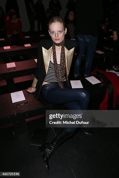 Lily Donaldson attends the Saint Laurent show as part of the Paris Fashion Week Womenswear Fall/Winter 2015/2016 on March 9, 2015 in Paris, France.