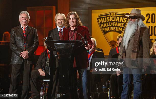 Joe Bonsall, Duane Allen, Richard Sterban and William Lee Golden attend the 2014 Musicians Hall of Fame Induction Ceremony at Nashville Municipal...