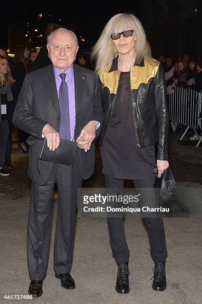 Pierre Berge and Betty Catroux attend the Saint Laurent show as part of the Paris Fashion Week Womenswear Fall/Winter 2015/2016 on March 9, 2015 in...