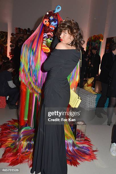 Paz de La Huerta attends Purple & Thaddaeus Ropac cocktail party for Painter Bjarne Melgaard - Paris Fashion Week Womenswear Fall/Winter 2015/2016 at...