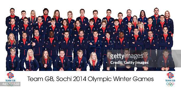In this composite image members of Team GB for Sochi 2014 Winter Olympic Games are seen, : A portrait of David Murdoch, Greg Drummond, Chemmy Alcott,...