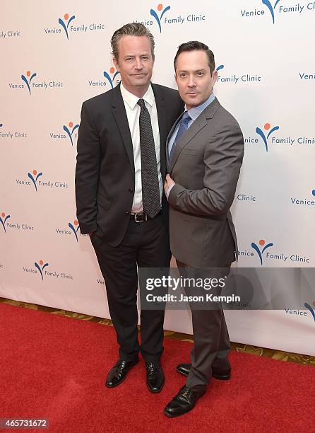 Matthew Perry and Thomas Lennon attend Venice Family Clinic's 33rd Annual Silver Circle Gala at the Beverly Wilshire Four Seasons Hotel on March 9,...