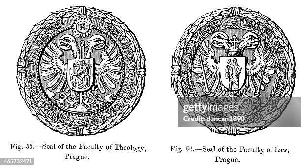 seal - the university of prague - prague stock illustrations