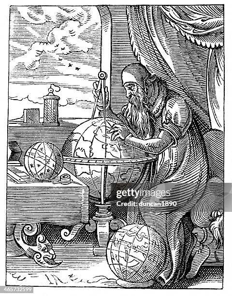medieval astronomer - cartography stock illustrations