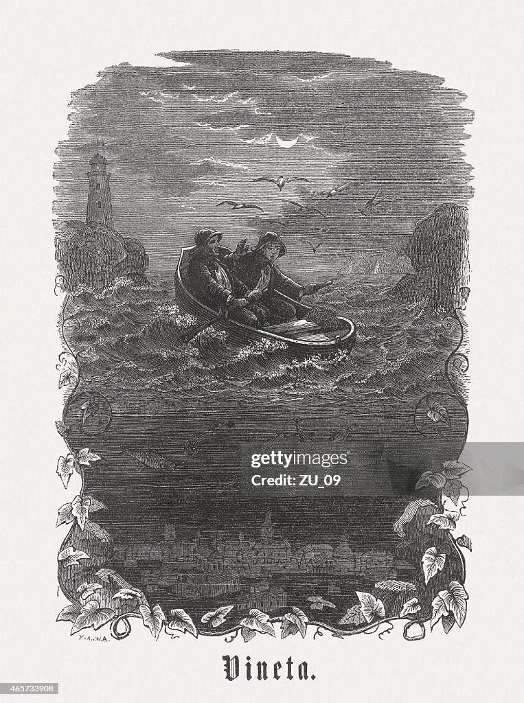Vineta, legendary sunken city in the Baltic Sea, published 1860