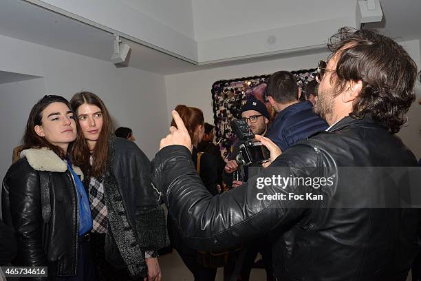 Olivier Zahm takes pictures during the Purple & Thaddaeus Ropac Cocktail Party for Painter Bjarne Melgaard during Paris Fashion Week Womenswear...