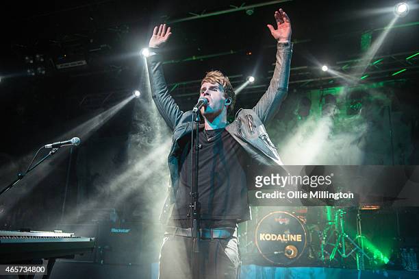 Stephen Garrigan from Kodaline performs on stage during a sold out show at Rock City on March 9, 2015 in Nottingham, United Kingdom.