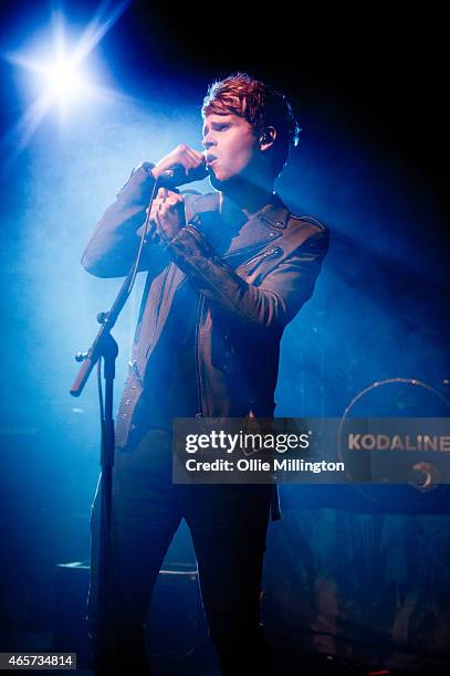 Stephen Garrigan from Kodaline performs on stage during a sold out show at Rock City on March 9, 2015 in Nottingham, United Kingdom.