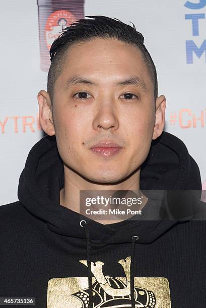 Kev Nish of the group Far East Movement attends the Cherrytree Records 10th Anniversary at Webster Hall on March 9, 2015 in New York City.