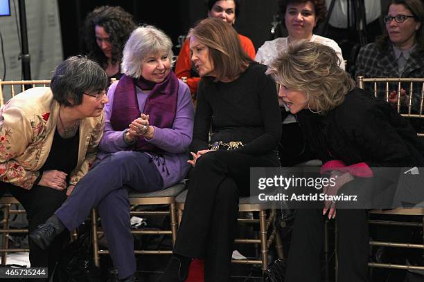 Jessica Neuwirth, Robin Morgan, Gloria Steinem and Jane Fonda attend the launch party of Donor Direct Action at Ford Foundation on March 9, 2015 in...