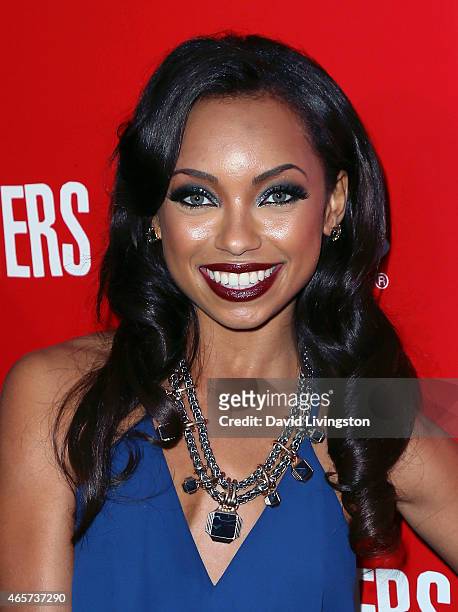 Actress Logan Browning attends the PlayStation & Sony Pictures Television series premiere of "POWERS" at Sony Pictures Studios on March 9, 2015 in...