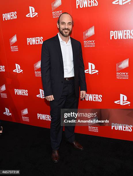 Actor Phillip DeVona arrives at the PlayStation & Sony Pictures Television series premiere of "POWERS"at Sony Pictures Studios on March 9, 2015 in...