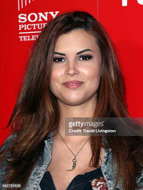 Playboy Playmate Amelia Talon attends the PlayStation & Sony Pictures Television series premiere of "POWERS" at Sony Pictures Studios on March 9,...