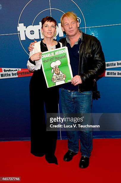 Meret Becker and Ben Becker attend 'Tatort: Das Muli' Berlin Premiere at Babylon on March 9, 2015 in Berlin, Germany.