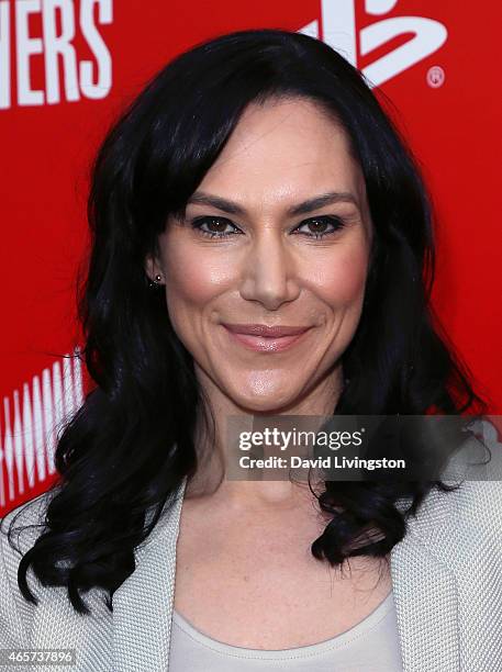 Actress Kyra Zagorsky attends the PlayStation & Sony Pictures Television series premiere of "POWERS" at Sony Pictures Studios on March 9, 2015 in...