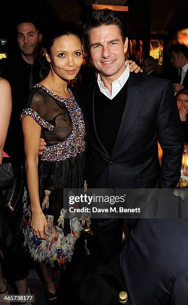 Thandie Newton and Tom Cruise attend the Charles Finch and Chanel Pre-BAFTA cocktail party and dinner at Annabel's on February 8, 2013 in London,...