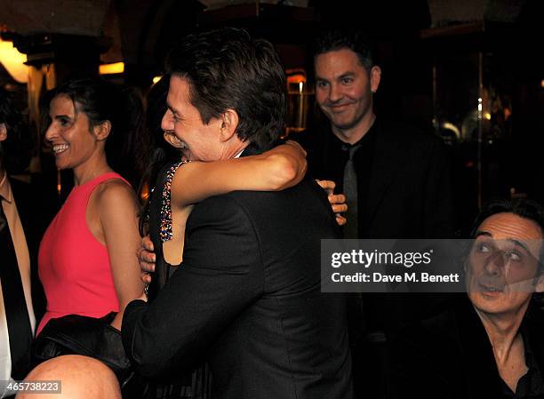 Thandie Newton,Tom Cruise and Ol Parker attend the Charles Finch and Chanel Pre-BAFTA cocktail party and dinner at Annabel's on February 8, 2013 in...