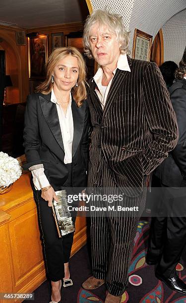 Jeanne Marine and Sir Bob Geldof attend the Charles Finch and Chanel Pre-BAFTA cocktail party and dinner at Annabel's on February 8, 2013 in London,...