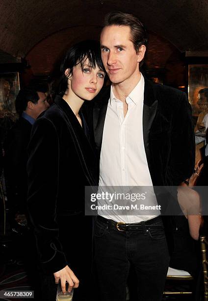 Edie Campbell and Otis Ferry attend the Charles Finch and Chanel Pre-BAFTA cocktail party and dinner at Annabel's on February 8, 2013 in London,...