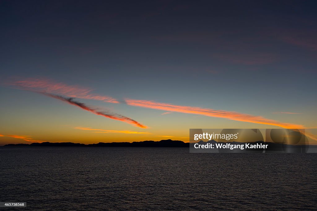 Sunrise over Isla Carmen seen from the town of Loreto, Sea...