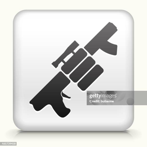 square button with air gun and spare bullets - paintball game stock illustrations