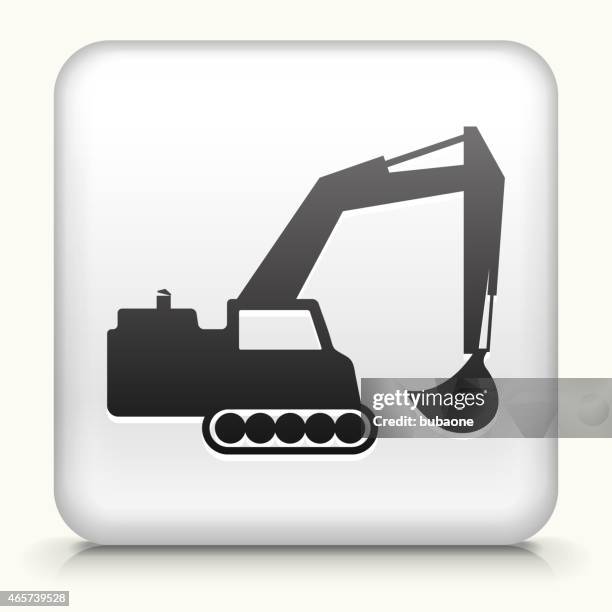 square button with backhoe - vehicle scoop stock illustrations