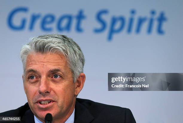 David Richardson, Chief Executive of the ICC speaks to the media during the ICC press conference after a two day board meeting at the ICC...