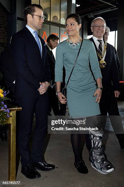 Crown Princess Victoria of Sweden and Prince Daniel of Sweden arrive to sign the 'steelbook' of Essen during their visit in North Rhine-Westphalia at...