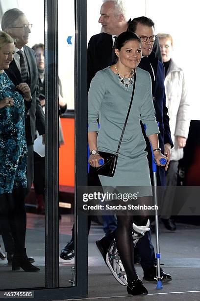 Crown Princess Victoria of Sweden and Prince Daniel of Sweden arrive to sign the 'steelbook' of Essen during their visit in North Rhine-Westphalia at...